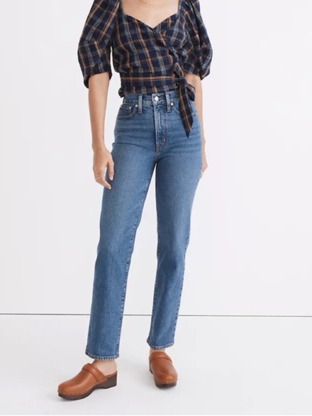 Madewell Straight Leg Jeans in Mid Blue Denim